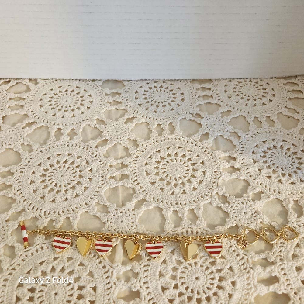 Talbots Gold and Red Heart Charm Bracelet - Picture 4 of 6